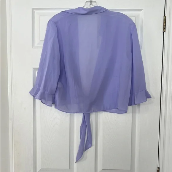 Elegant Lavender Tie-Front Blouse - Picture 3 of 3